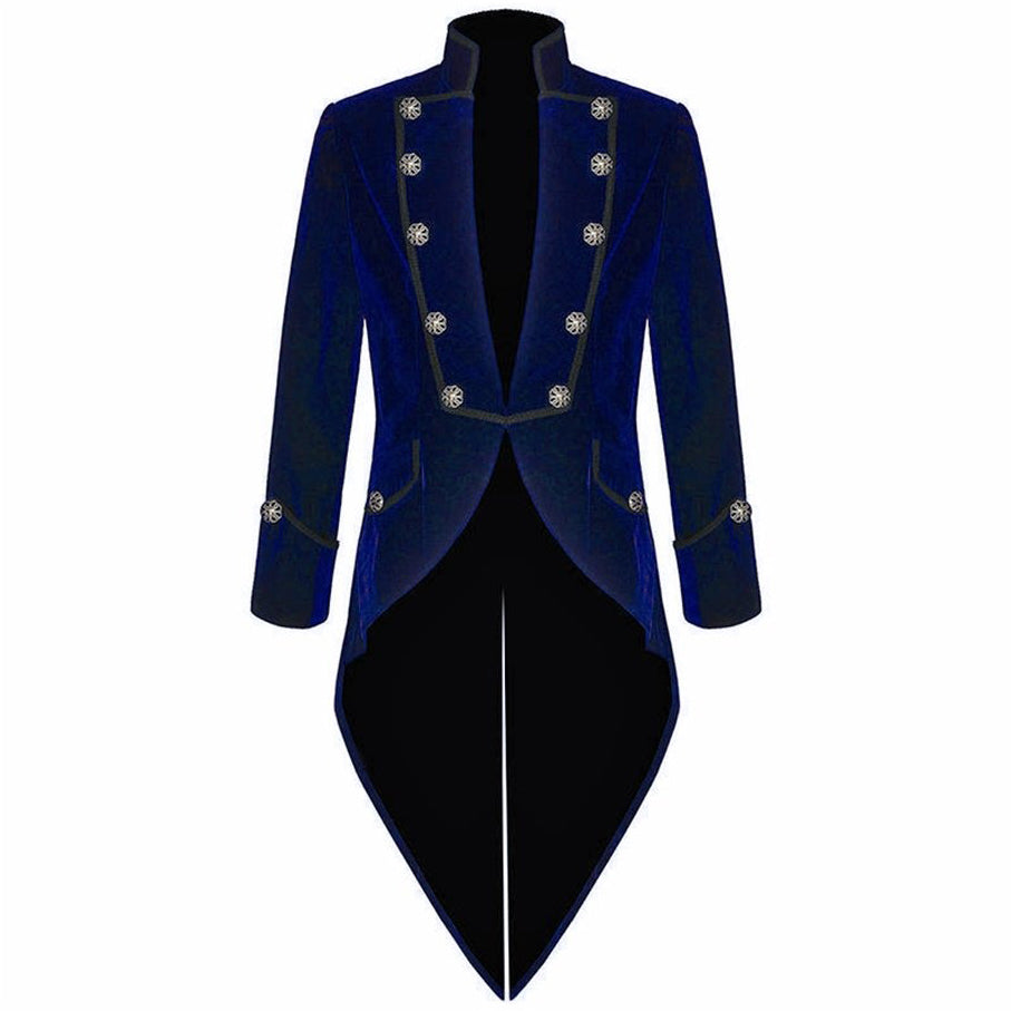 Men’s Velvet Vladimir Tuxedo Blue Velvet Jacket Tail Coat Goth Steampunk Victorian