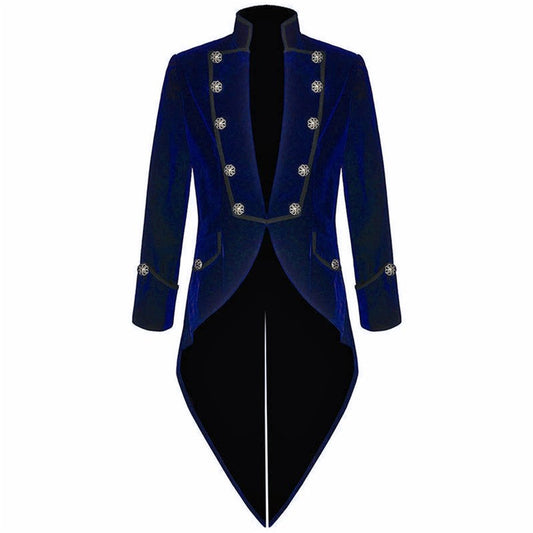 Men’s Velvet Vladimir Tuxedo Blue Velvet Jacket Tail Coat Goth Steampunk Victorian