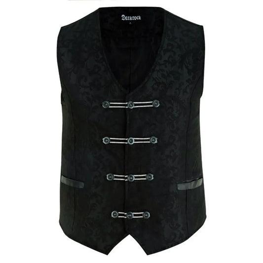 Premium Men’s Vest Waistcoat Black Damask Velvet Goth Steampunk VTG/Brocade Vest