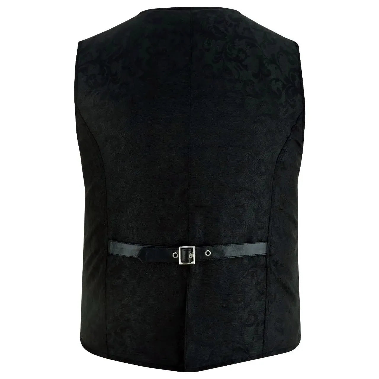 Premium Men’s Vest Waistcoat Black Damask Velvet Goth Steampunk VTG/Brocade Vest