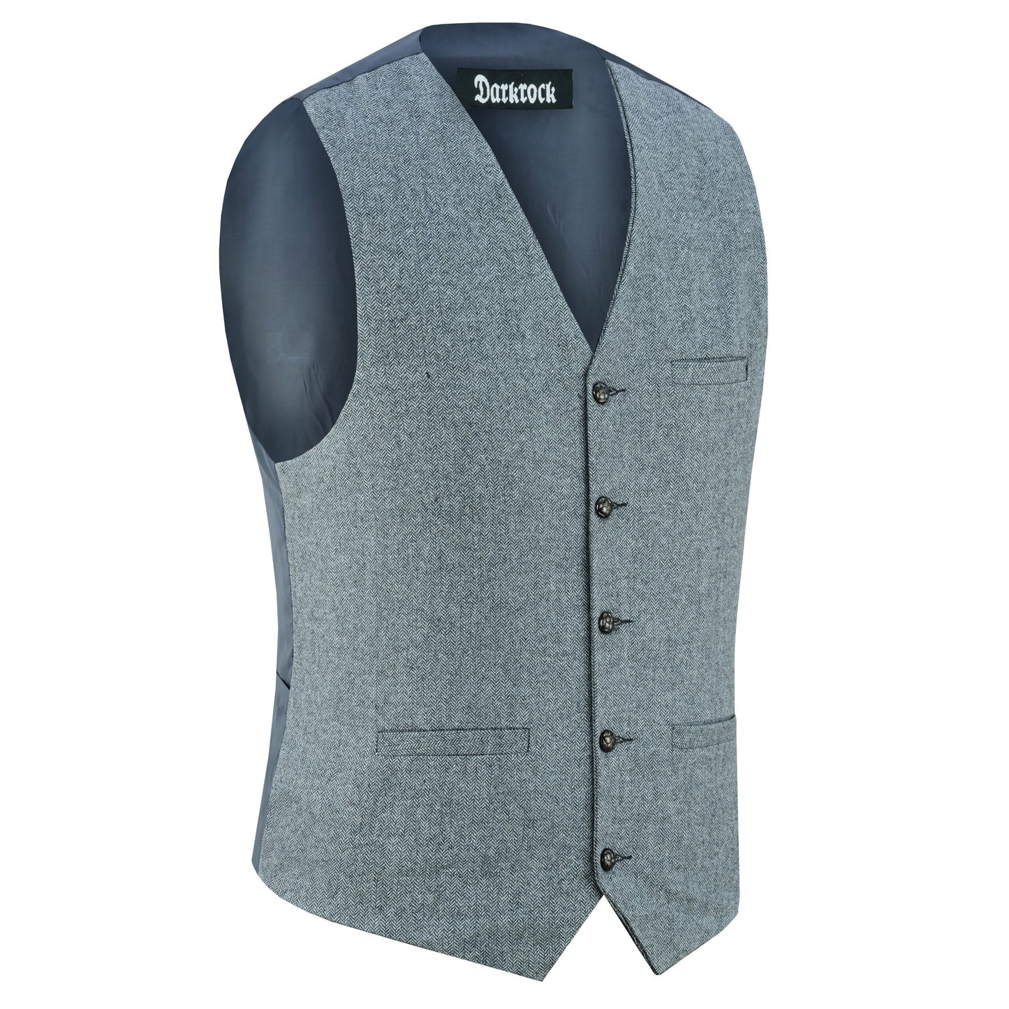 Men Herringbone Wool Blend Tweed Vest Premium Grey Waistcoat Suit Vest V Neck Slim Fit Waistcoat