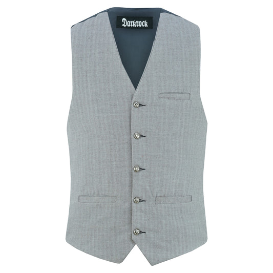 Men Herringbone Wool Blend Tweed Vest Premium Grey Waistcoat Suit Vest V Neck Slim Fit Waistcoat