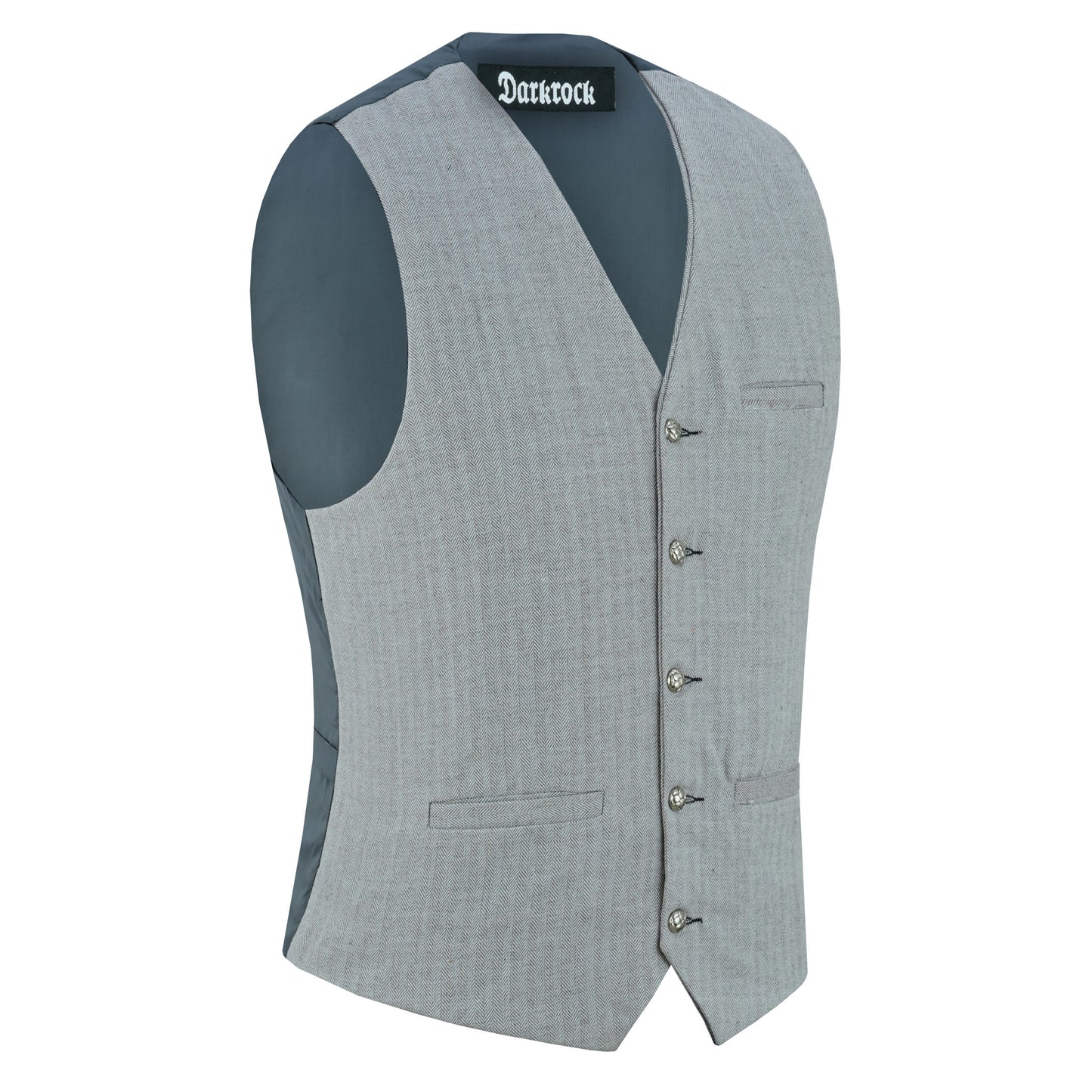 Men Herringbone Wool Blend Tweed Vest Premium Grey Waistcoat Suit Vest V Neck Slim Fit Waistcoat