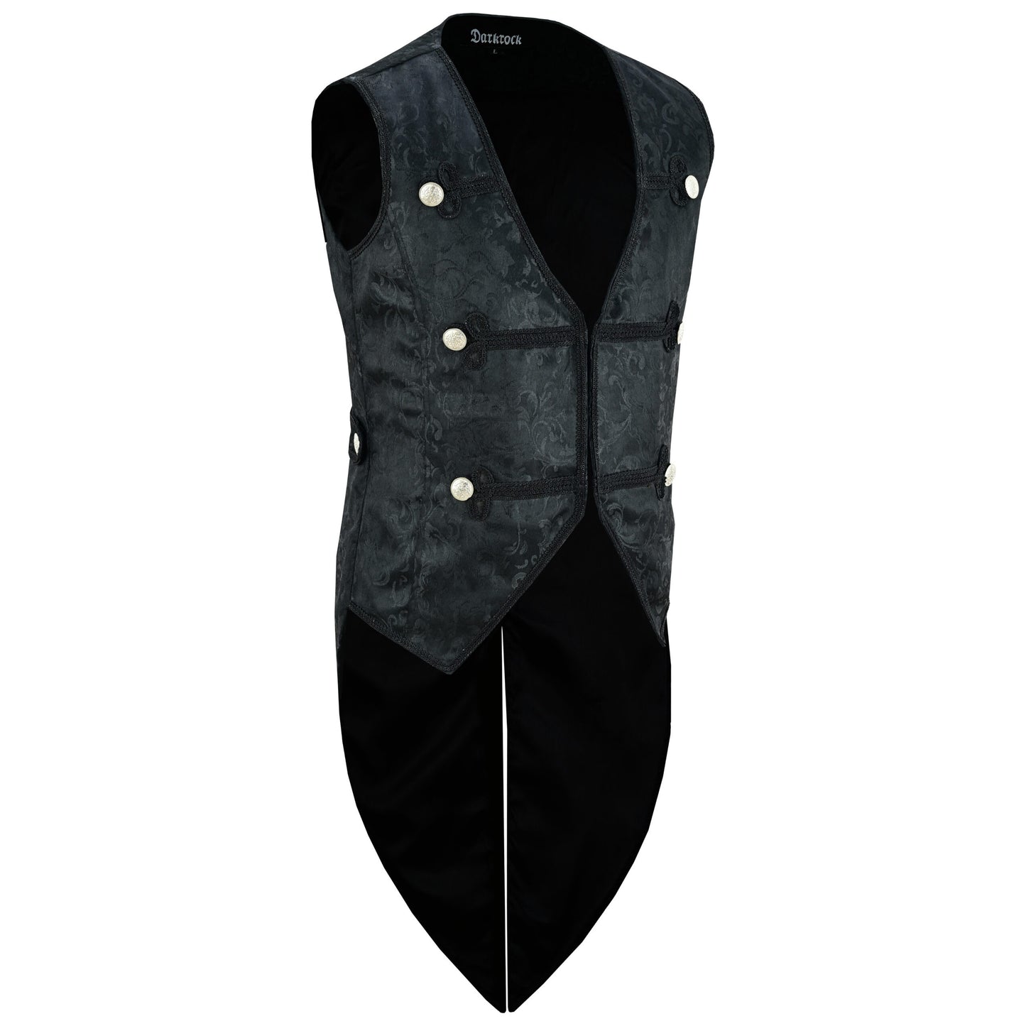 Men’s Brocade Vest Waistcoat Tailcoat Black Brocade Damask Velvet Gothic Steampunk