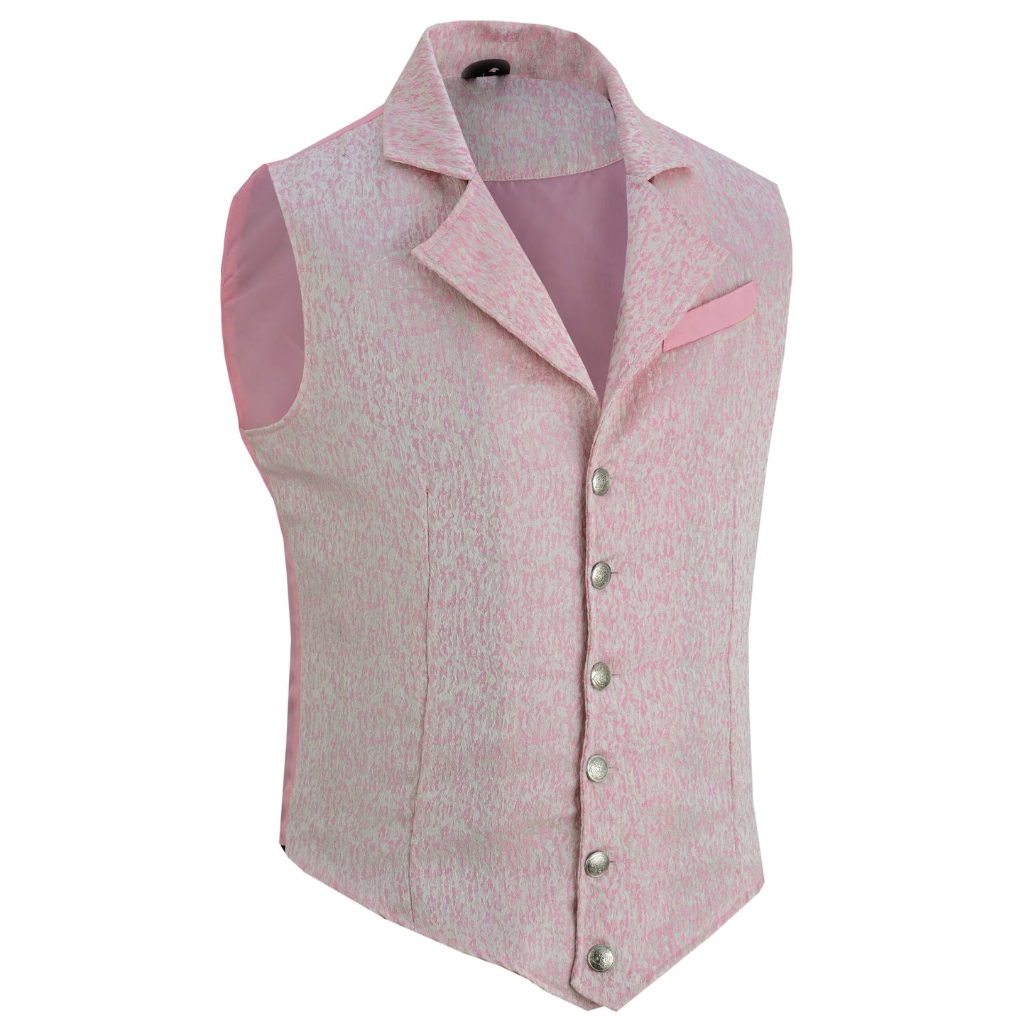 Handmade Pink Men’s Victorian Suit Gentleman Vest Steampunk Gothic Waistcoat