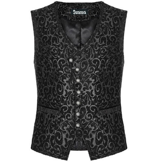 Men’s Gothic Waistcoat Vest Black Paisley Velvet Steampunk Regency/Victorian Suit Vest Steampunk