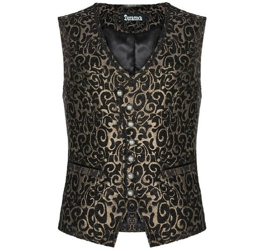 Men’s Gothic Waistcoat Vest Gold Paisley Velvet Steampunk Regency/Victorian Suit Vest Steampunk