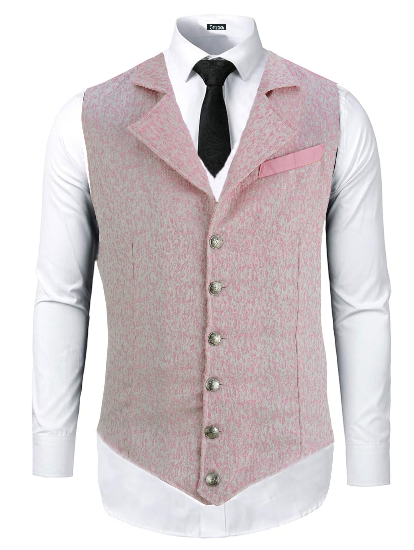 Handmade Pink Men’s Victorian Suit Gentleman Vest Steampunk Gothic Waistcoat