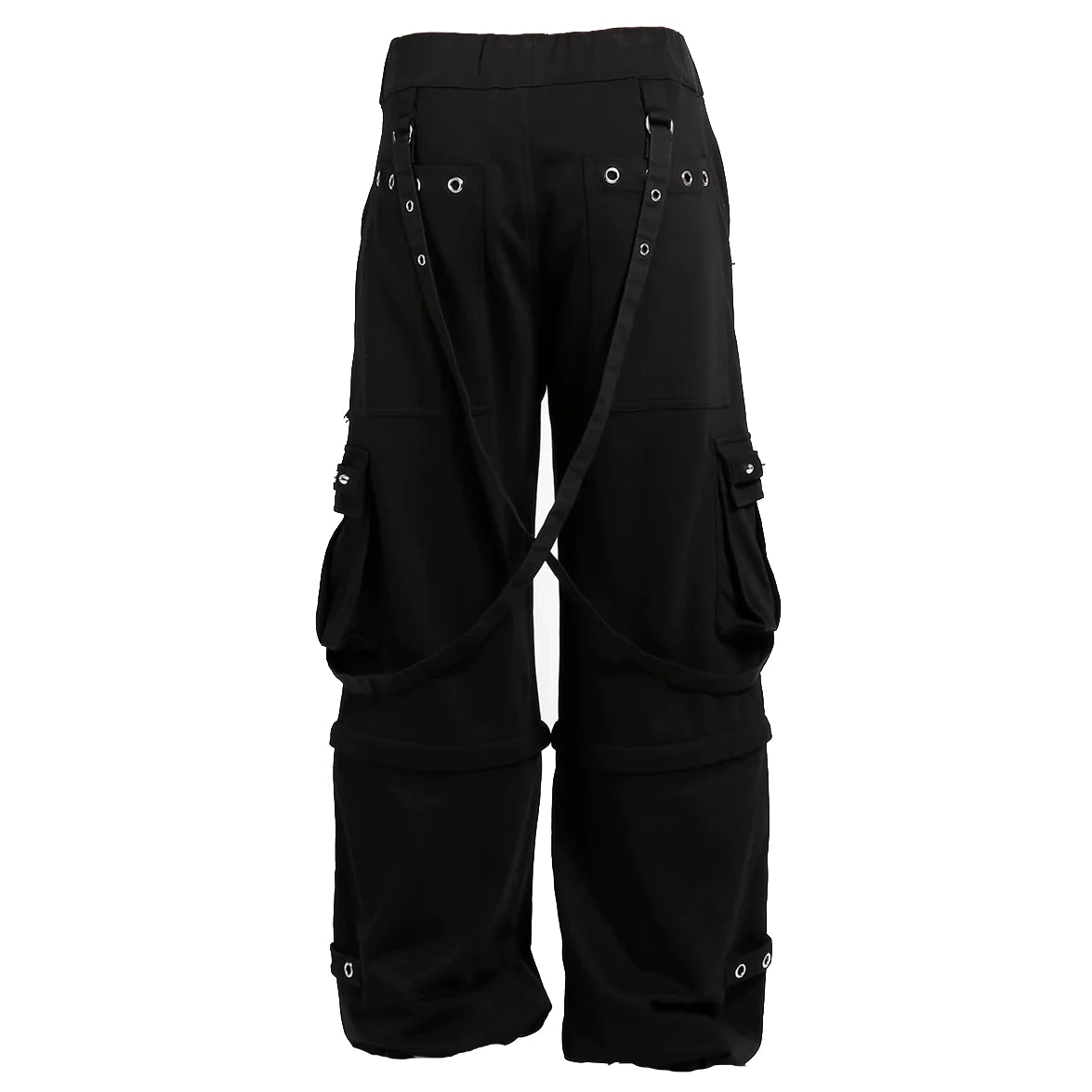 Mens Black Gothic Punk Pants W/Straps Fleece Trip Pants Alternative Wears