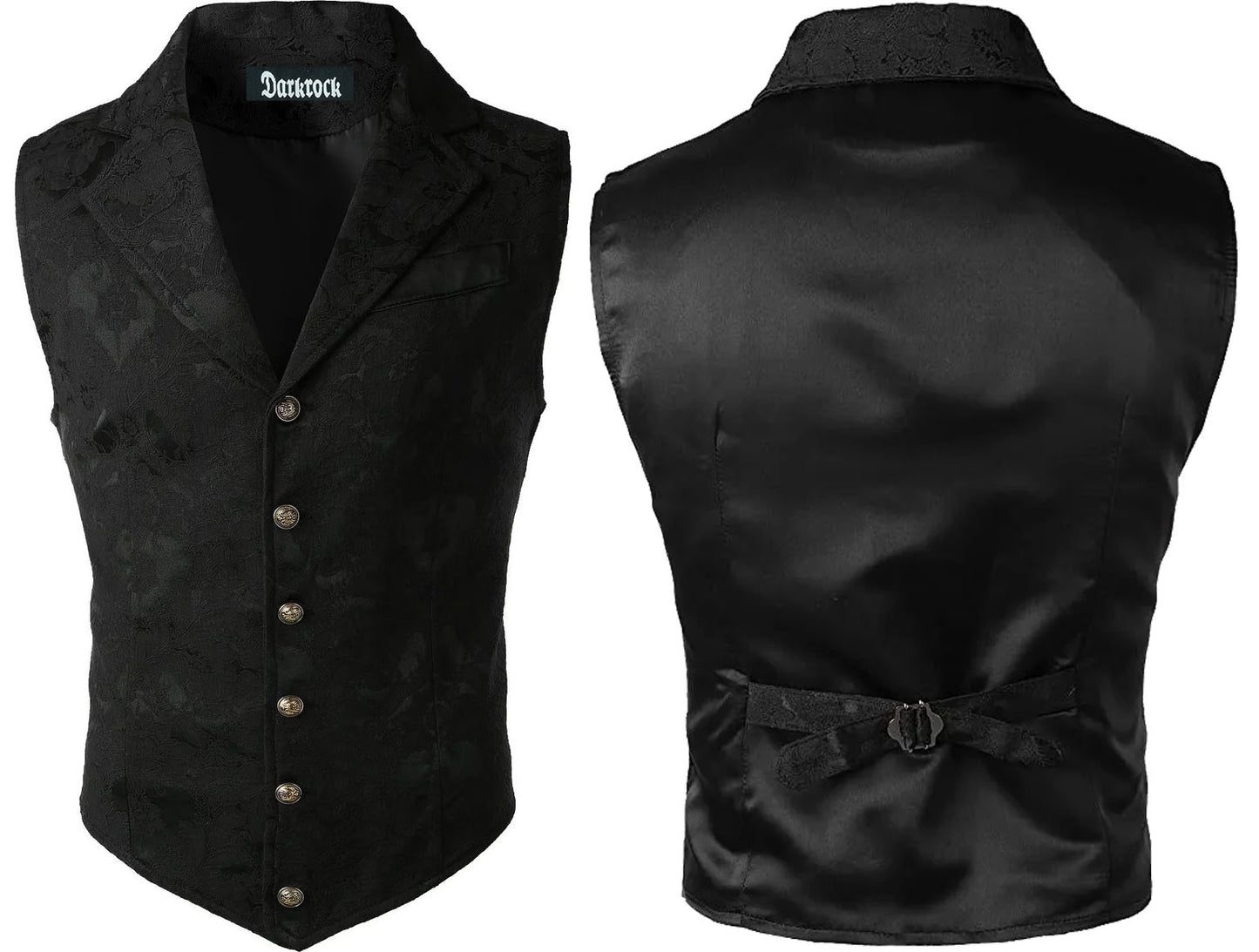 Handmade Black Men’s Victorian Suit Gentleman Vest Steampunk Gothic Waistcoat