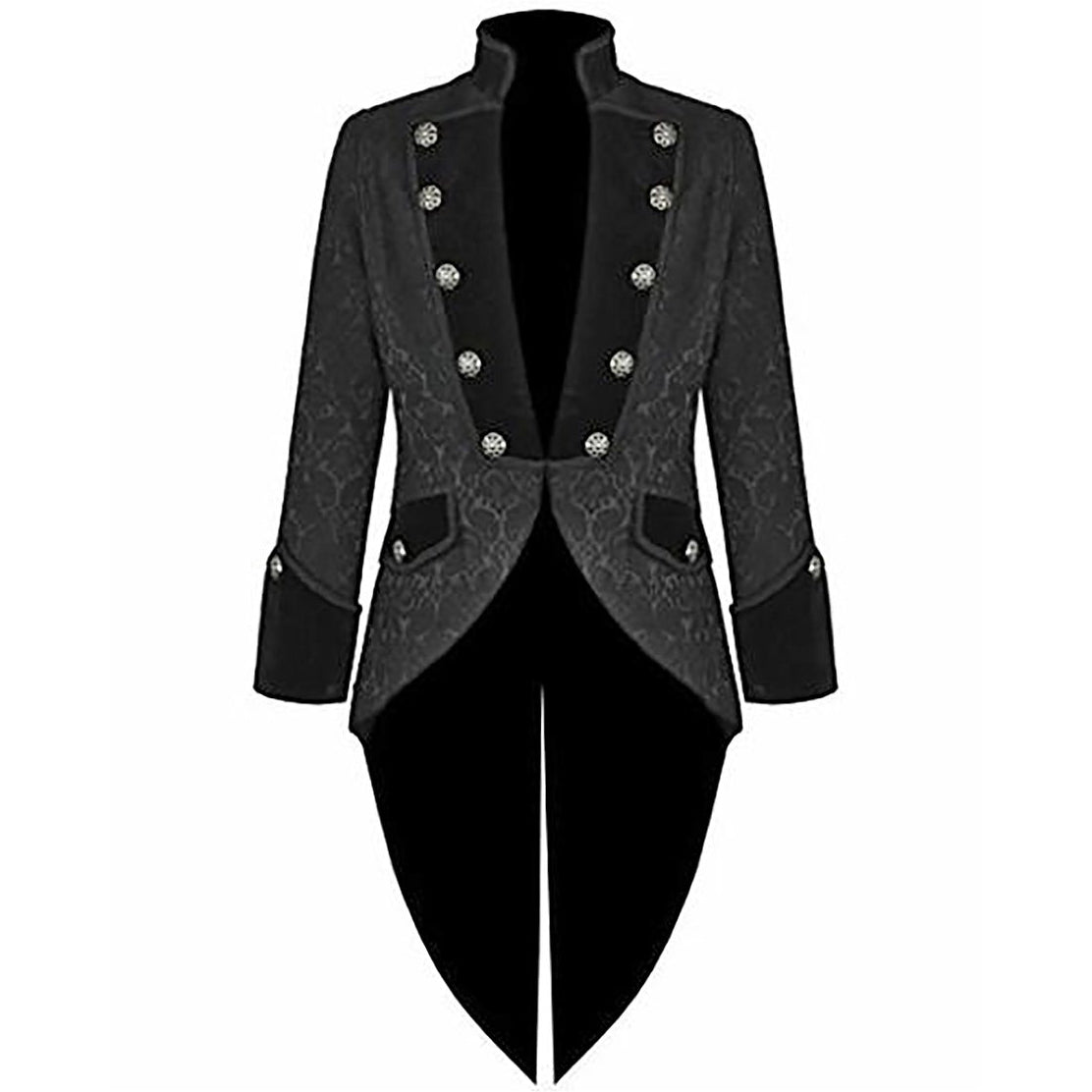 Handmade Men Tail Coat Jacket Black Brocade Goth Steampunk Victorian Tailcoat