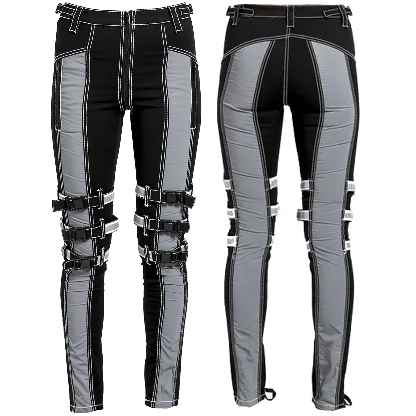 Prime Quality Gothic Bondage Reflective Men Pant Alternative Punk Rock Emo Trouser Pant Emo Unisex