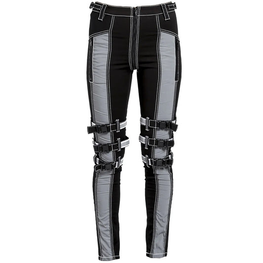 Prime Quality Gothic Bondage Reflective Men Pant Alternative Punk Rock Emo Trouser Pant Emo Unisex