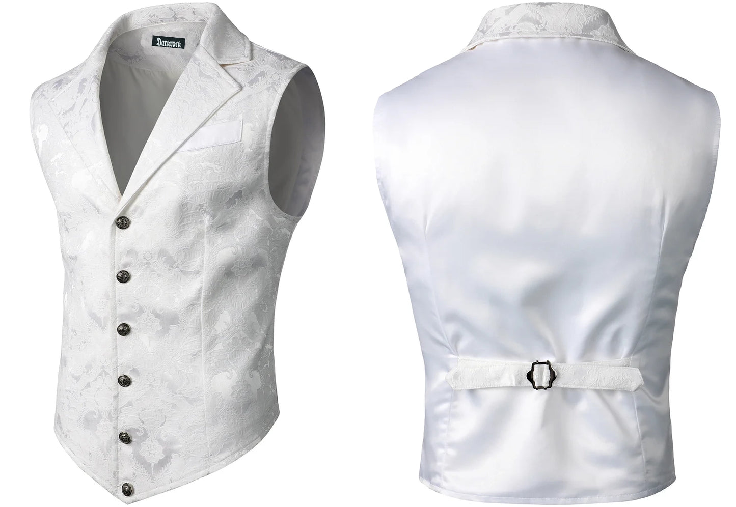 Handmade White Mens Victorian Suit Gentleman Vest Steampunk Gothic Waistcoat