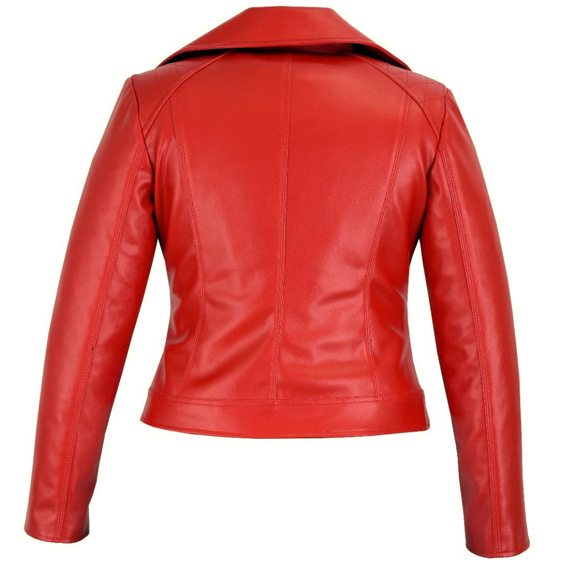 Prime Quality Women Red Slim Fit Biker Style Moto Faux Leather Jacket