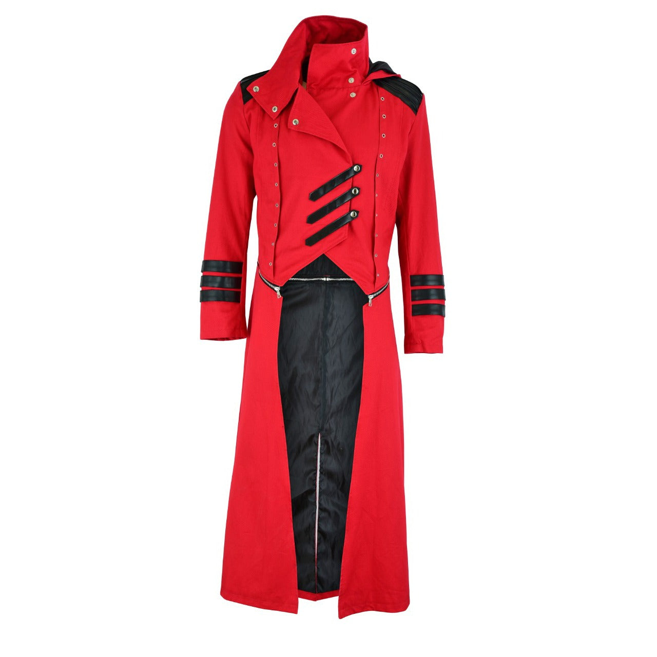 Scorpion Men’s Punisher Hooded Trench Coat Long Jacket Red Black Gothic Steampunk