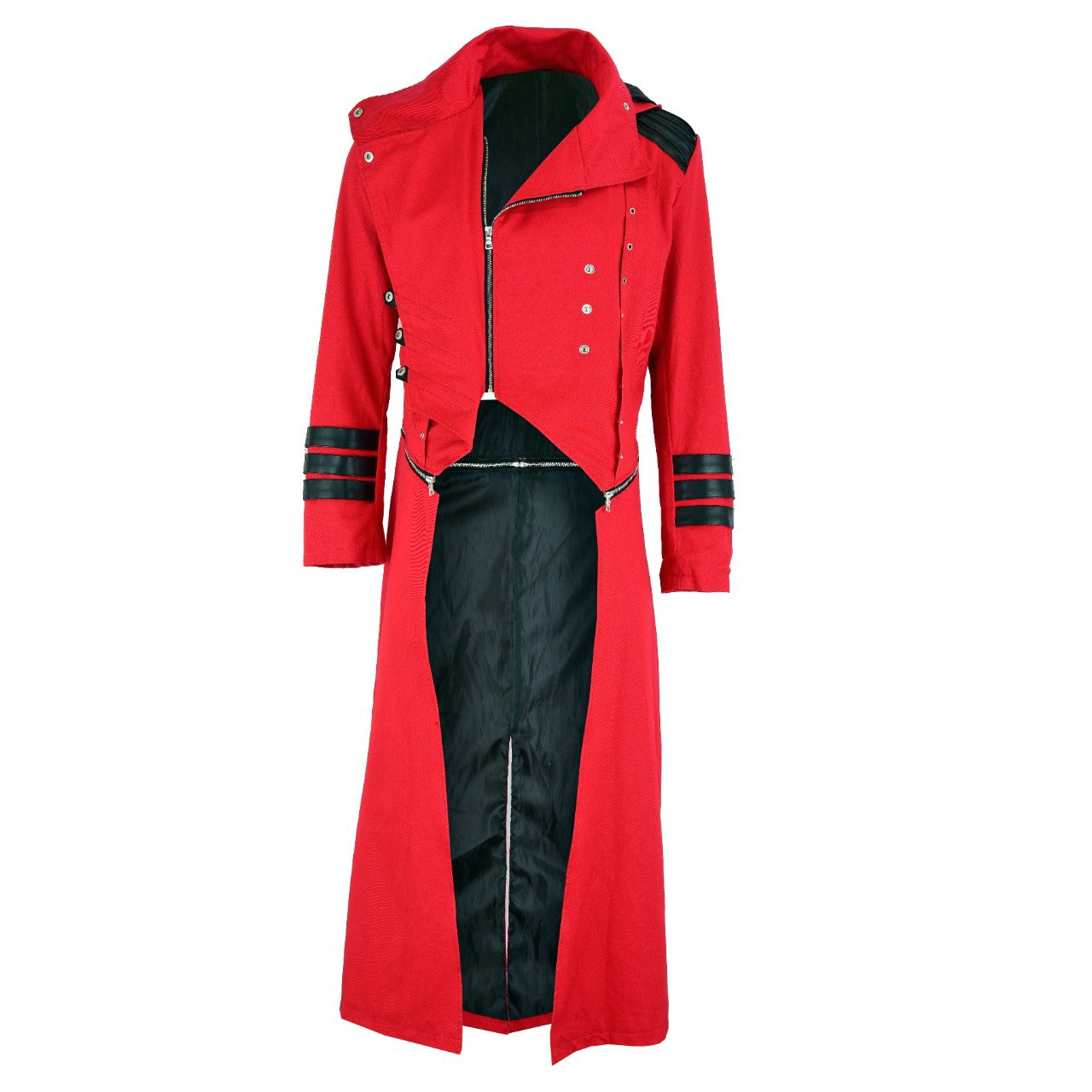 Scorpion Men’s Punisher Hooded Trench Coat Long Jacket Red Black Gothic Steampunk