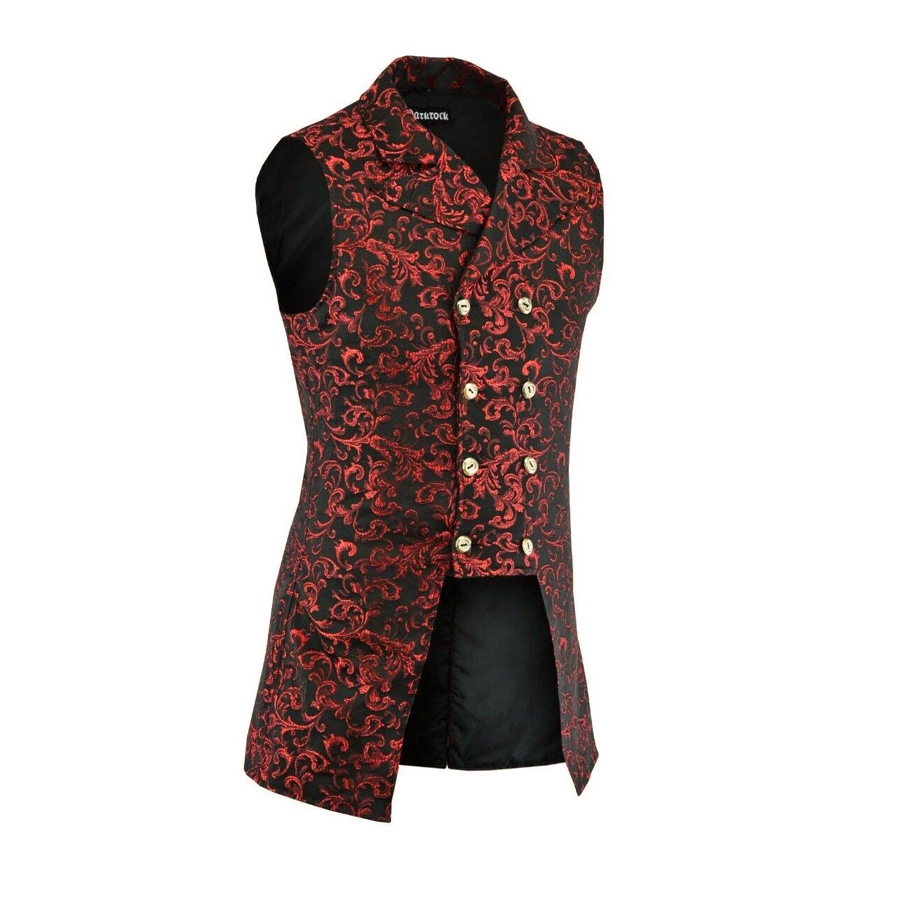 Men’s Double Breasted Governor Vest Waistcoat VTG Red Brocade Gothic Steampunk