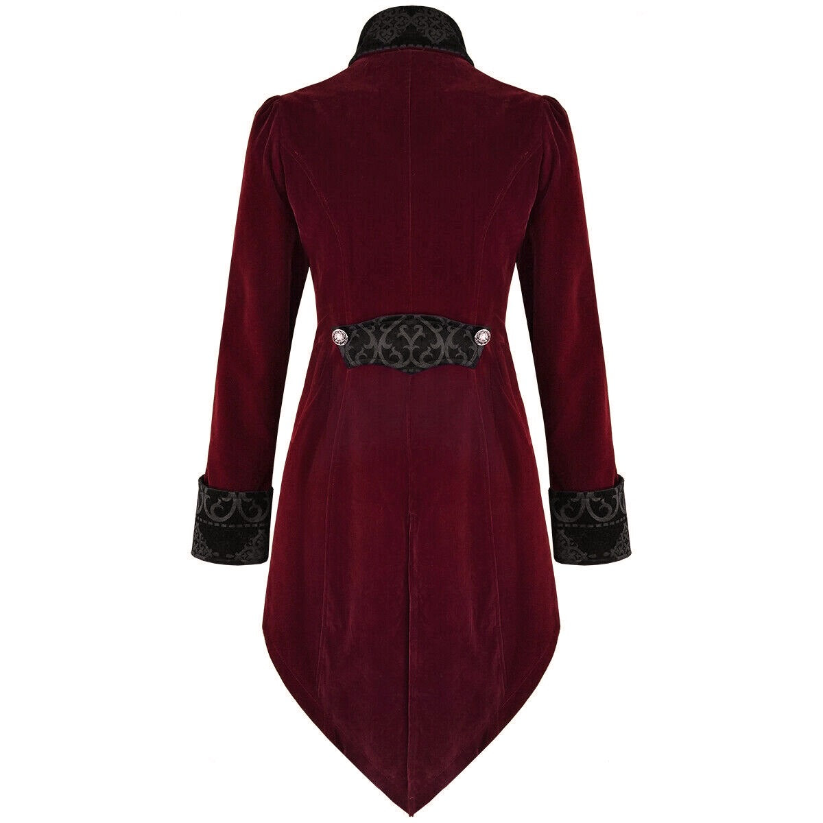 Women’s Steampunk Swallow Tailcoat Gothic Long Winter Burgundy Velvet Coat