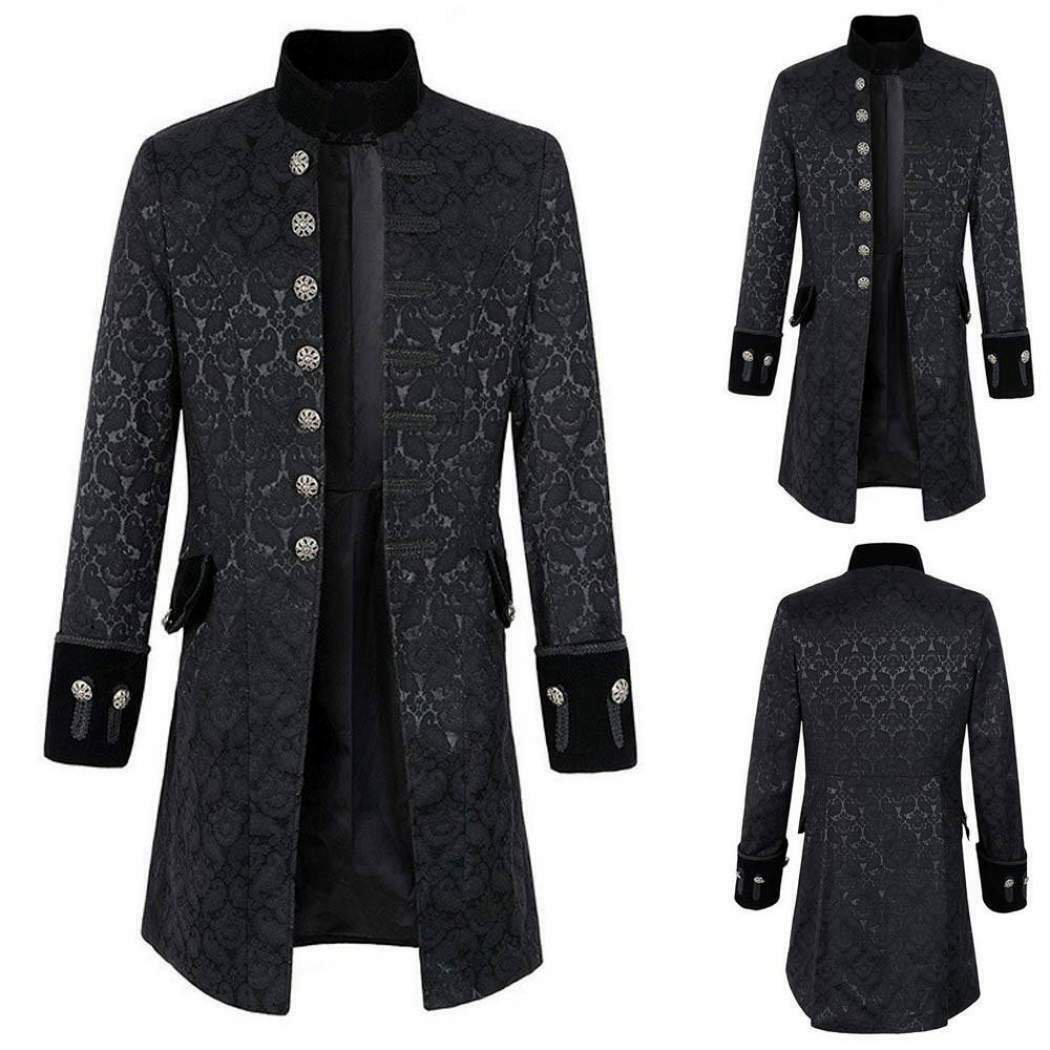 Handmade Renaissance Men’s Velvet Goth Steampunk Victorian Frock Coat/Brocade