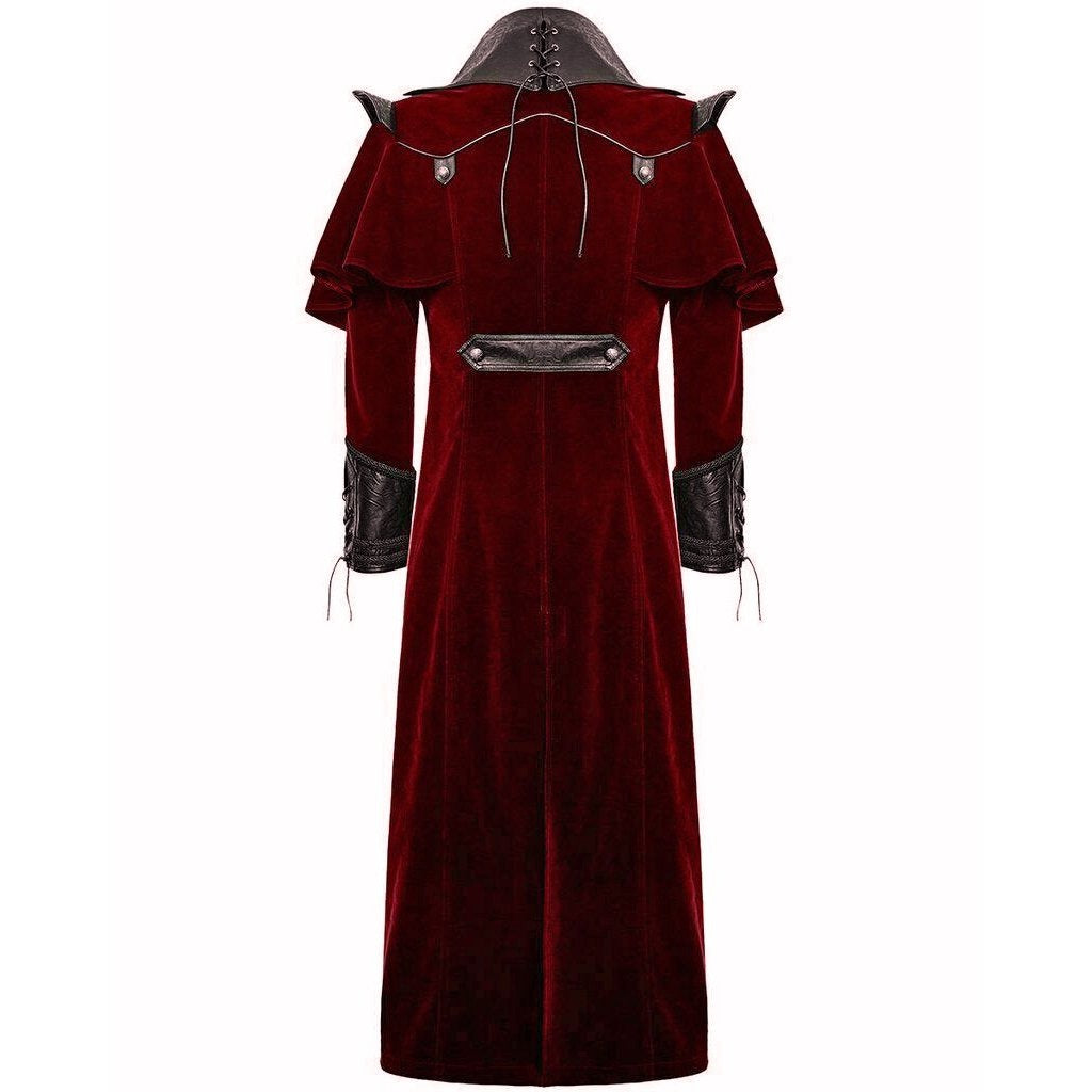 Gothic Steampunk Military Red Jacket Men’s Punk Highwayman Regency Red Long Coat