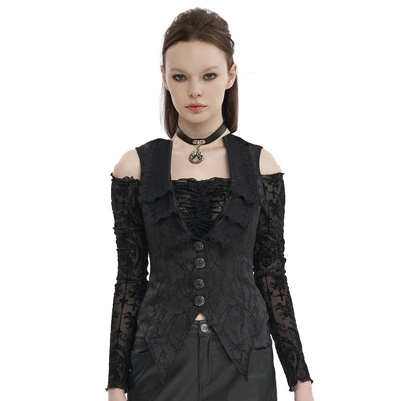 Women’s Gothic Floral Embroidered Swallow-tailed Vest