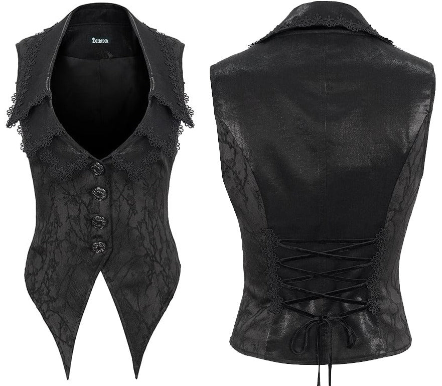 Women’s Gothic Floral Embroidered Swallow-tailed Vest