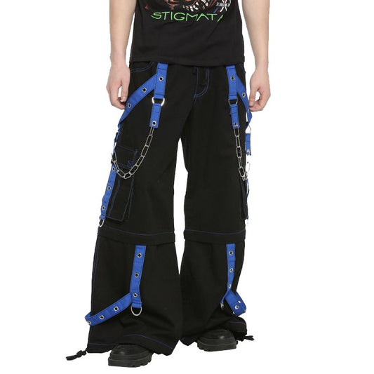 Bondage Gothic Mens Cyber Rave Techno Jeans Punk Shorts Biker Pants Unisex