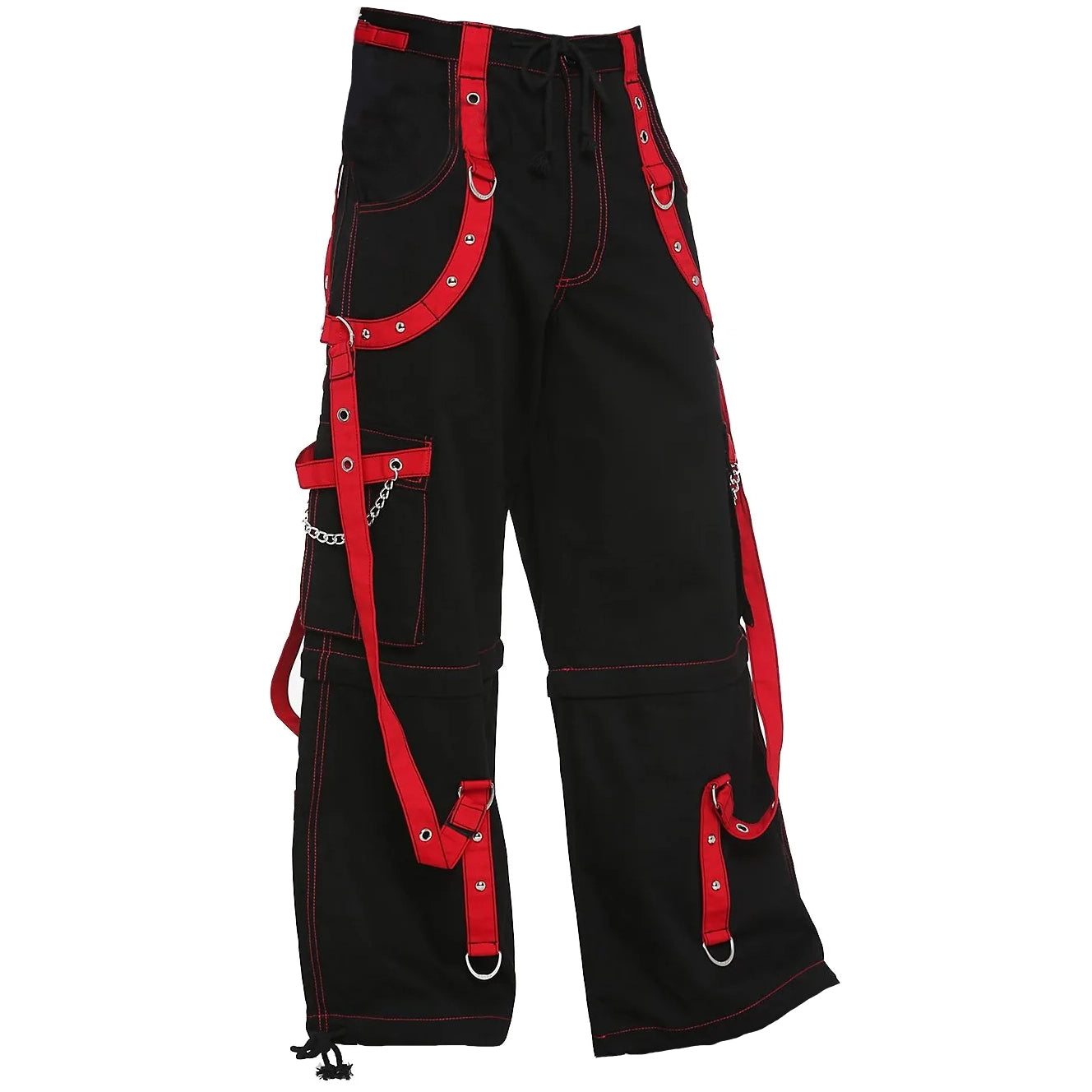 Prime Quality Handmade Gothic Bondage Men Pant Alternative Punk Rock Red Black Emo Trouser Pant Shorts Unisex