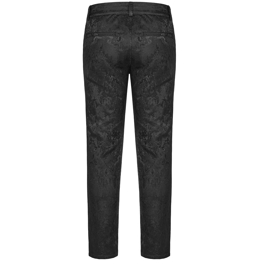 Mens Black Brocade Victorian Dress Pant Trouser Black Gothic Pants