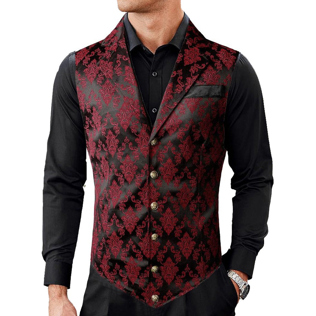 Gothic Men’s Victorian Suit Vest Steampunk Waistcoat