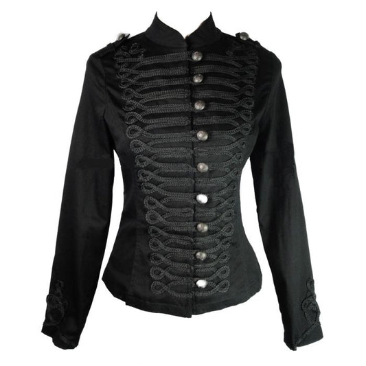 Handmade Women Black Parade Ladies Jacket Steampunk Military Punk Rock Gothic Jacket