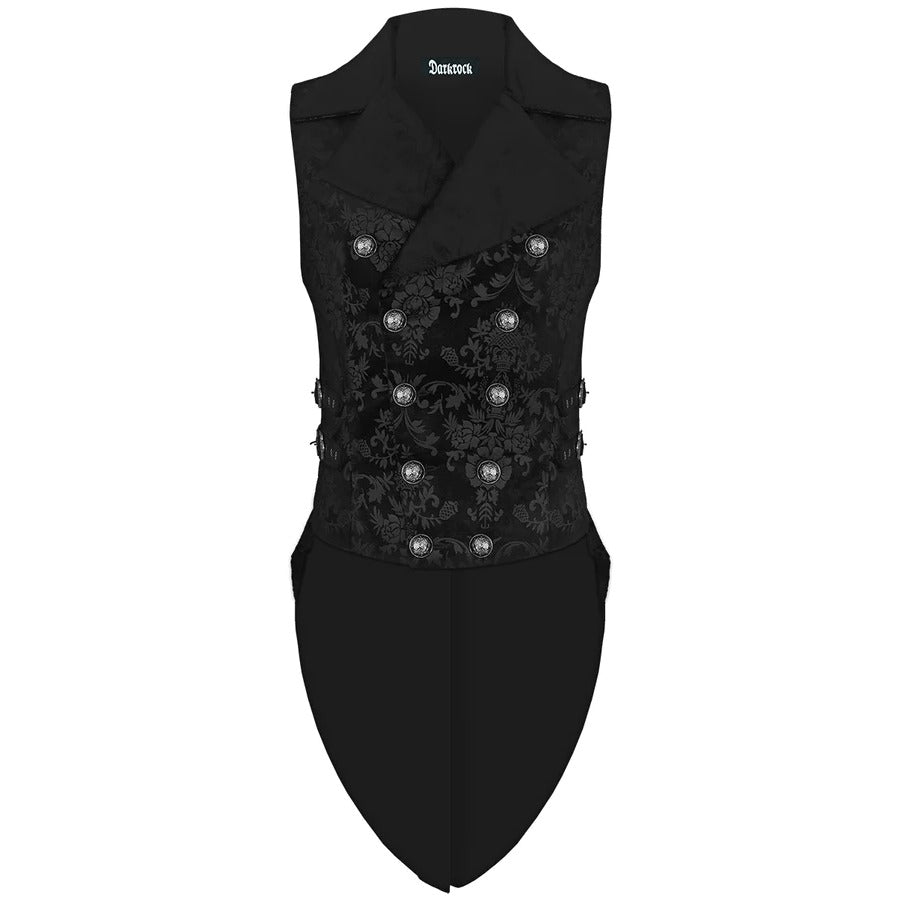 Gothic Punk Rave Arcana Men’s Tailcoat Vest Black Grey