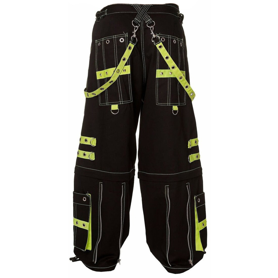 Gothic Mens Handmade Bondage 4 Pocket Trouser Punk Rock Black Yellow Gothic Yellow Stitch Unisex