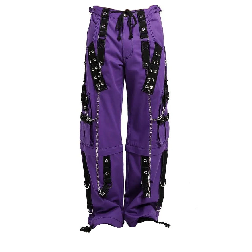 Gothic Bondage Handmade Men Pant Alternative Punk Rock Transformer Trouser Purple Baggy Unisex