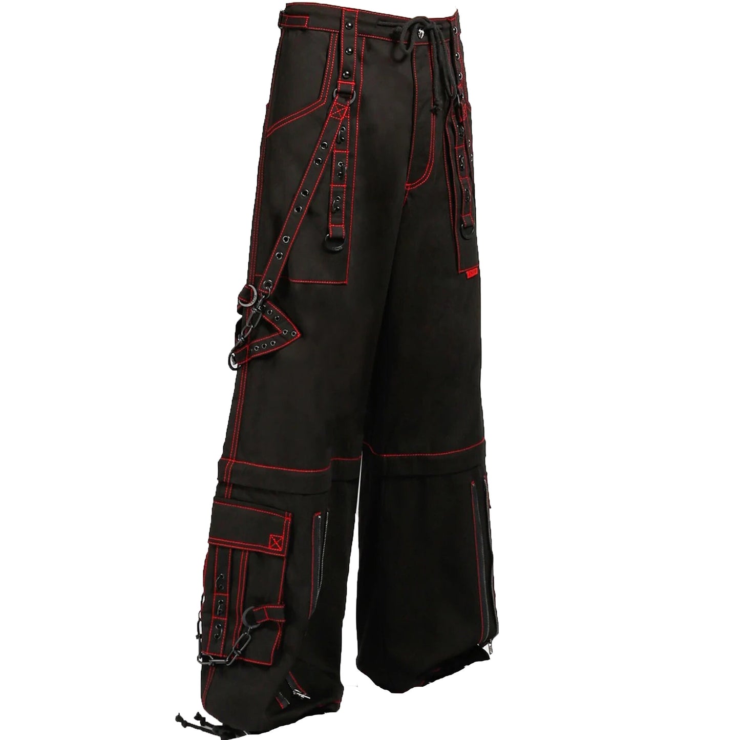 Mens Black Gothic Super Studded Pants Red Stitching Mens Fashion Gothic Tripp Pant Unisex