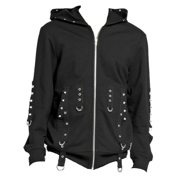 BLACK METAL GOTHIC PUNK STAGE SUPER STRAP HOODIE BLAZER JACKET