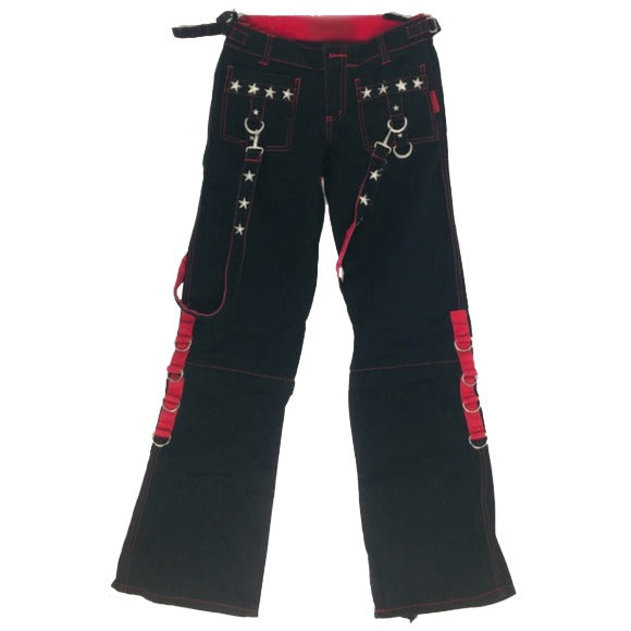 Prime Quality Gothic Men’s Punk Goth Emo Bondage Star Black Red Pants Unisex