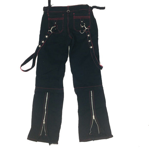 Prime Quality Gothic Men’s Punk Goth Emo Bondage Star Black Red Pants Unisex