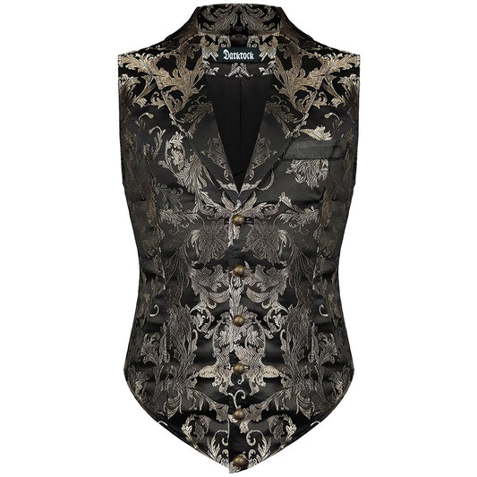 Gothic Devil Fashion Aristocrat Men’s Waistcoat Vest Black & Amp Gold