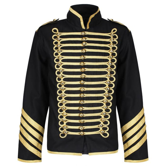 Prime Quality Handmade Men’s Gothic Military Hussar Jacket Black Amp Gold Jacket