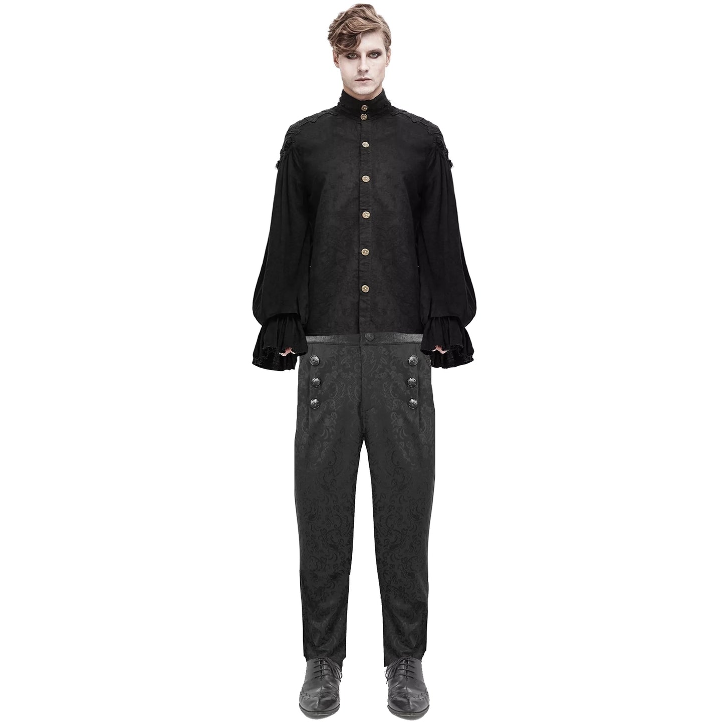 Devil Fashion Mens Gothic Aristocrat Jacquard High Waist Dress Pants