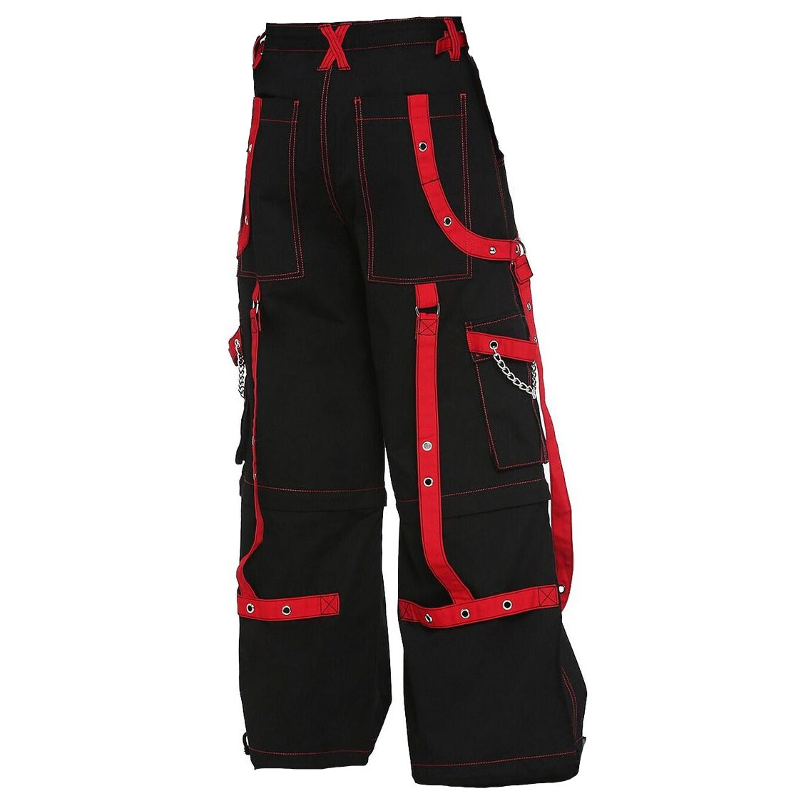 Prime Quality Handmade Gothic Bondage Men Pant Alternative Punk Rock Red Black Emo Trouser Pant Shorts Unisex