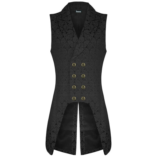 Women’s Double Breasted Governor Vest Waistcoat Brocade Gothic Steampunk