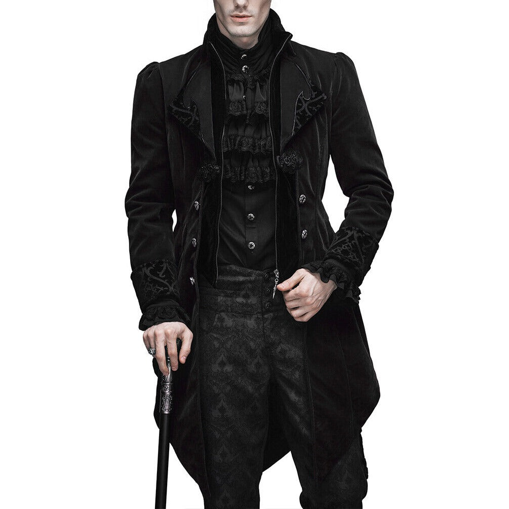 Men’s Jacket Coat Black Velvet Gothic Steampunk Aristocrat