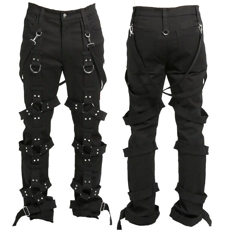 Prime Quality Men Gothic Bondage Pant Alternative Punk Rock Emo Harness Pants Black Unisex