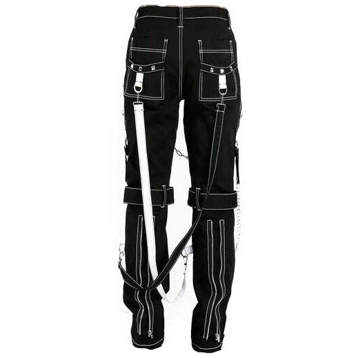 Mens Gothic Bondage Black Pant Rock Hard Trouser Heavy Weight Emo Pants Unisex