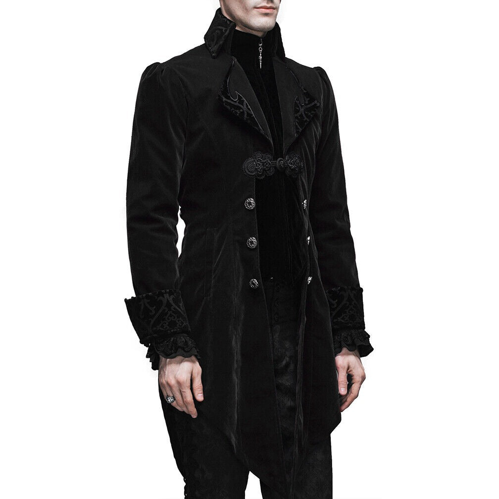 Men’s Jacket Coat Black Velvet Gothic Steampunk Aristocrat