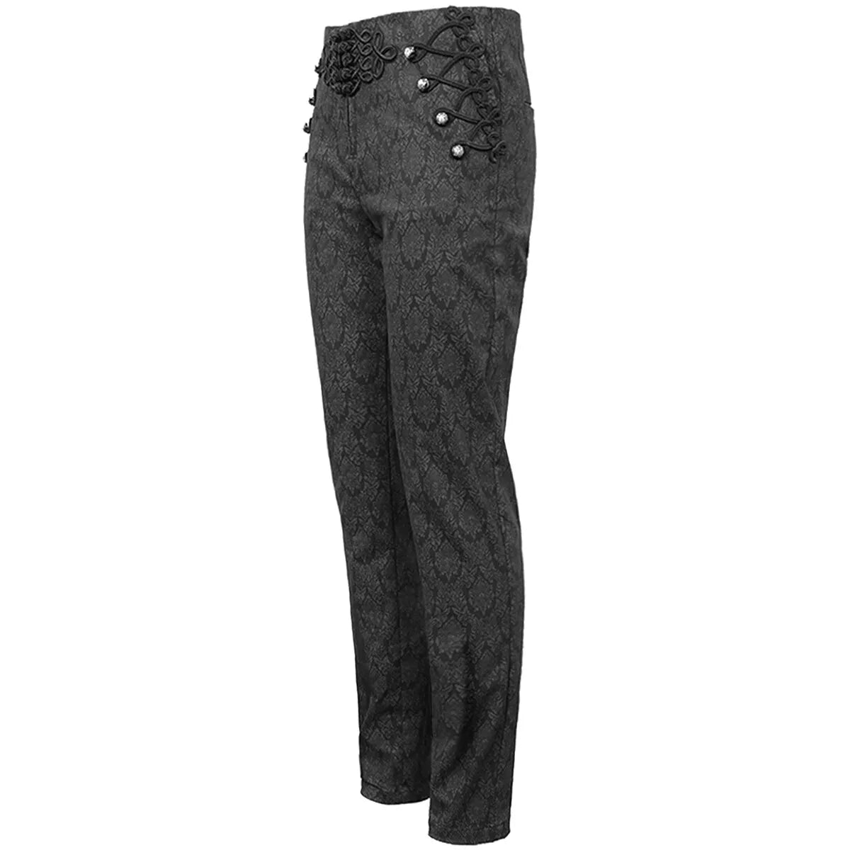 Devil Fashion Mens Gothic Steampunk Dress Pants Trousers Black Victorian Damask