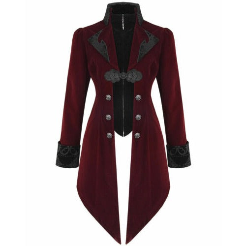 Men’s Jacket Coat Red Maroon Velvet Gothic Steampunk Aristocrat